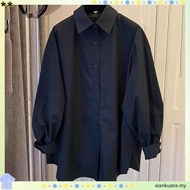 Ready Stock Baju Raya 2023 Long-Sleeve Shirt Women's New Korean Style Loose Fit Slimming Shirt Casua