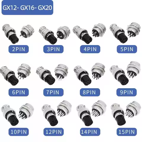5/10/20Set GX12 GX16 GX20 2 3 4 5 6 7 8 9 10 12 14 15 Pin Male&Female Docking Aviator Aviation Plug 