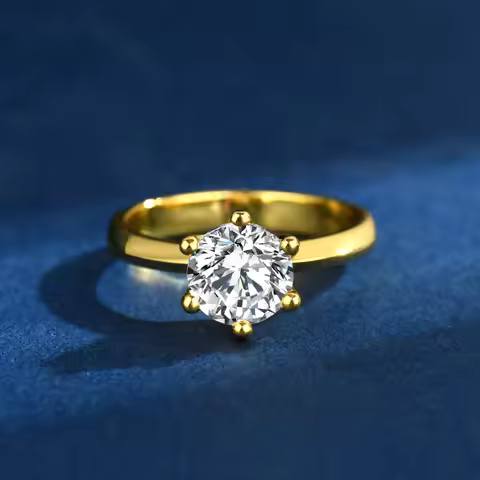 Solitaire 1ct Created Diamond Ring 14K Gold Party Wedding Band Rings for Women Bridal Engagement Jew