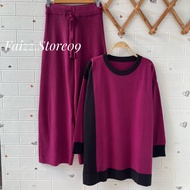 Oneset Sweater Rajut Jersey Oblong Oversize Setelan Celana Kulot Rajut Premium Wanita Kekinian