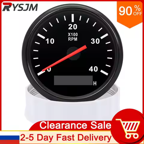 85mm Tachometer 0-4000RPM Meter Gauge LCD Hourmeter Red Backlight For 1 2 3 4 5 6 7 8 Cylinder Diese