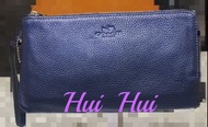 🌸全新品Coach 壓印Logo荔枝紋皮革雙層大手拿包～藍色🌸      💗裸包，「不議價」💗