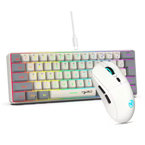 Best selling HXSJ mini gaming keyboard and mouse set 60 percent ergonomic RGB game laptop combos for