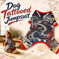 CLEIGHTEEN8H Dog Tattooed Jumpsuit, Cool Breathable Dog Printed Bodysuit, Trendy Lightweight Stretch