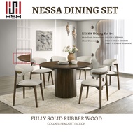 HSH FURNITURE/NESSA DINING SET/WOODEN DINING SET/MEJA MAKAN MEWAH/MEJA MAKAN 4 SEATER 6 SEATER /KAYU