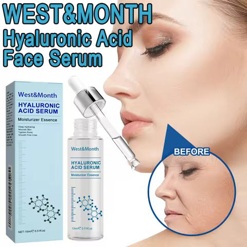 WEST&MONTH Hyaluronic Acid Face Serum Shrink Pores Hydrate Skin Restore Elasticity Boosts Collagen P