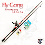 Fly Gong Horizontal Reel Fishing Rod Set LK201 Carbon Fishing Rod Combo with PE X8 100M Parachute Li