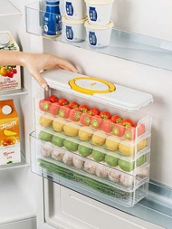 1只多層窄邊保鮮盒,適用於放水果和蛋類,帶側門,廚房食品冰箱收納盒