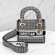 DIOR 迷你黛妃包 千鳥格紋刺繡