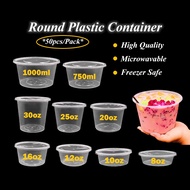 Round Container with Lid 50sets Bekas Makanan Bulat 10oz 12oz 16oz 20oz 30oz Plastic Container