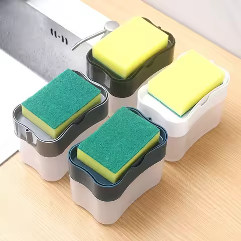Dish Soap Dispenser Kitchen Liquid Soap Dispenser Sponge Caddy Soap Pump Dispenser with Sponge Holde