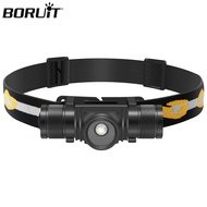 BORUiT D20 LED Zoom Headlamp USB C Rechargeable Headlight Waterproof Camping Fishing Flashlight