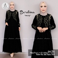 BERDINA Black Gamis Jeans Wanita Terbaru 2021 2022 Kekinian Bordir Ethnik Etnik Cantik Murah Meriah