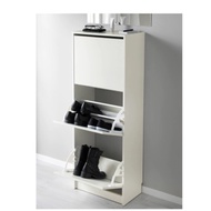 IKEA BISSA Shoe cabinet with 3 compartments white 49x28x135 cm fast delivery within 24 Hours