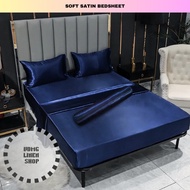 SOFT SATIN Silk Bedsheet Full Garterized SILK BED SHEET 3in1 Silk Satin Shiny SOFT SATIN Bedsheet