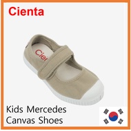 [Cienta] Kids Mercedes Velcro Tintado | Beige Mary Jane Canvas Shoes | 26082101