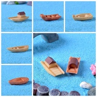 DELMER Micro Landscape Boat, Micro Landscape Wooden Boat Resin Wooden Boat Decoration, Small Ornaments Resin Awning Boats Art Crafts Mini Boat Fish Tank Decoration Pot Decoration