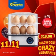 PowerPac Egg Steamer, Food Steamer 2.5L Multi function 2 Tier Steamer (PPS706)