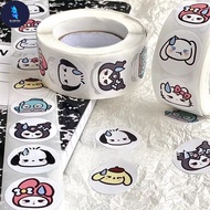BF 500pcs/roll Speechless Sanrio Sticker Material Kuromi Cinnamon Sealing Sticker Polka Dot Sticker 