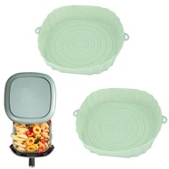2Pcs Air Fryer Pot Silicone Mold Airfryer Oven Baking Tray Pizza Fried Chicken Reusable Pan Airfryer Liner Accessories