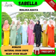 Sabella Malika Abaya Jubah Crush Crepe Ironless Ready Stock Plus Saiz