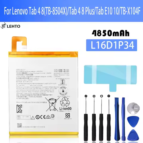 Original Capacity L16D1P34 Battery For Lenovo TAB E10 10.1 X104F TAB4 8.0 TB-8504N TABLE TB-8504X TB