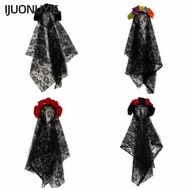 IJUONUYIE Ghost Bride Headband, Performance Prop Lace Material Floral Lace Veil, Spooky Gothic Spook