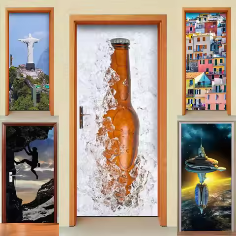 Wine Style Door Sticker Aroma Overflowing Vinyl PVC Waterproof Self-adhesive Renovation Old Door Dec