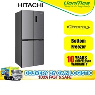 HITACHI 466L Inverter French Bottom Freezer Refridgerator fridge HR4N7522DSX Peti Sejuk