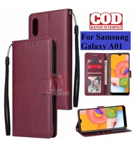 SAMSUNG GALAXY A01 Wallet Case Kulit - Casing Dompet Case Wallet Leather Flip Case SAMSUNG GALAXY A0