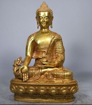 中国传统收藏铜铸造黄铜鎏金药师佛·药师三尊