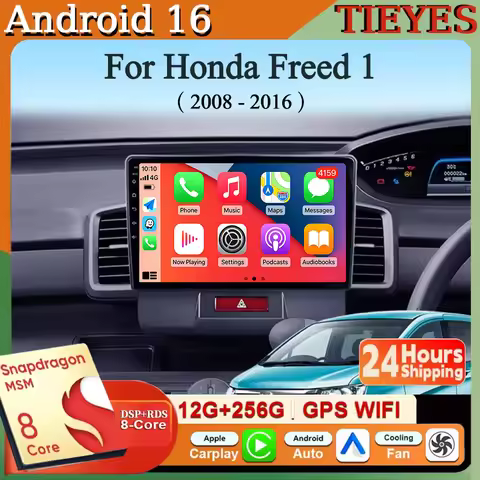 Android 16 Carplay&Auto Car Radio Navigation Multimedia Stereo Player QLED GPS For Honda Freed 1 200