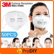 ℡▪❃50PCS 3M 9501 KN95 Particulate Disposable Respirator Breathing Face Mask Protection Pelindung Topeng Muka