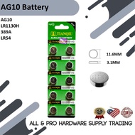 AG10/LR1130H/389A/LR54 Alkaline Batteries Button Cells
