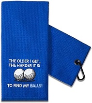 TOUNER Funny Golf Towel Gift for Dad, Retirement Gifts for Men Golfer, Funny Golf Towel for Men, Embroidered Golf Towels for Golf Bags with Clip (The Older I Get, The Harder it is)