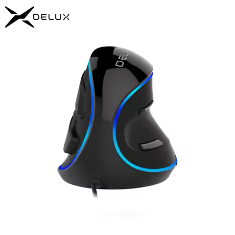 Delux M618 PLUS Ergonomics Vertical Gaming Mouse 6 Buttons 4000 DPI RGB Wired/Wireless Right Hand Mi