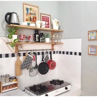 KAYU Unique Minimalist Kitchen Shelf / Pine Wood / Pine Wood Kitchen Shelf