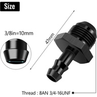 2Pcs Straight 8AN Male Flare to 3/8" Push Lock Hose Fitting End for Rubber Fuel Line, Black Hard Alu
