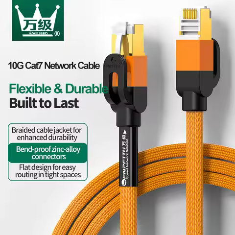 WANJEED CAT7 Ethernet Cable Flat Lan Cable SFTP RJ45 Network Cable Cat 7 Patch Cable for Router Mode