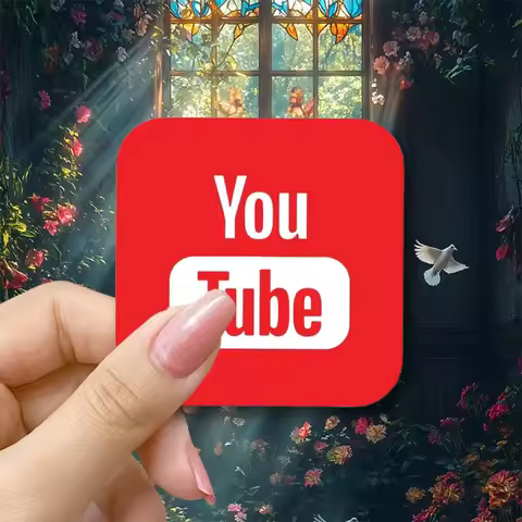 YouTube Square Icon Self Adhesive Stickers - Social Media Van Shop Decal