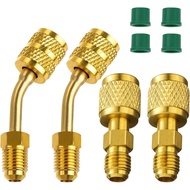 4PCS Car R410a Adapter for Mini Split System, 5/16" SAE Female to 1/4" SAE Male Flare Straight & 45°