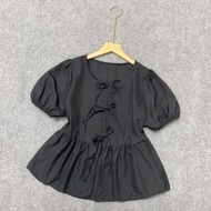 Set Áo Váy Bigsize Nữ Dễ Thương Áo Baby Doll Tay Phồng Vạt Xòe Kèm Chân Váy Dài Midi A191+CV15