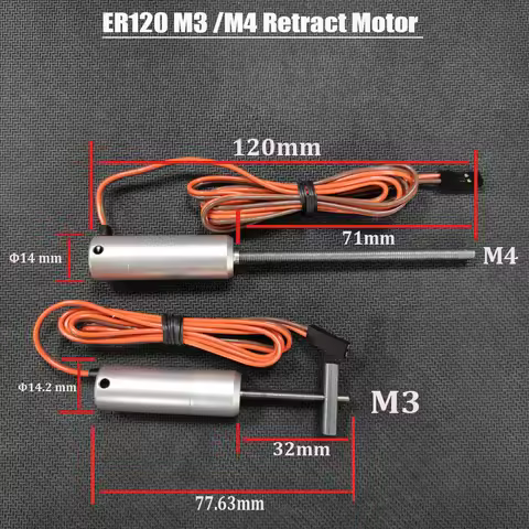 Retract Motor ER120 M4 / M3 Long Shaft For DIY RC Plane JP Hobby Full Metal Electric Retract F16 4kg