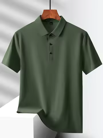 Summer Polo Shirts Men M-5xl Quick Dry Short Sleeve T-Shirt Elasticity Breathable Cool Ice Silk Polo