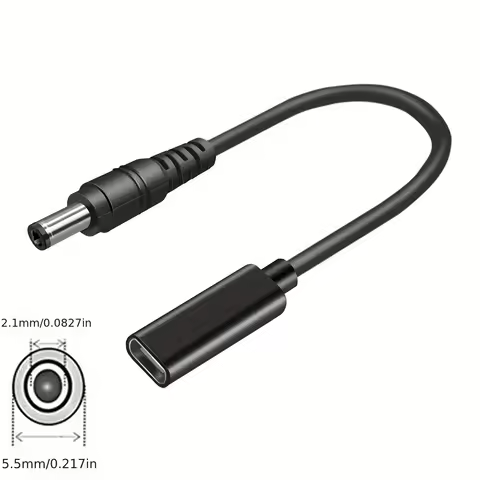 65W Type C to 5.5*2.1mm Plug Converter USB C PD Fast Charging Cable for HP / Dell Laptop Charger DC 