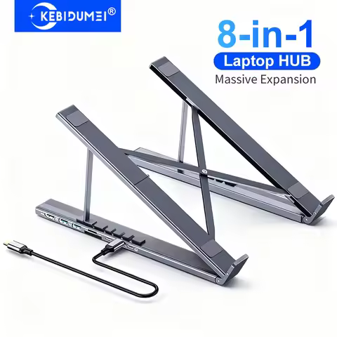 8-in-1 Tablet Bracket Docking Station USB C Docking Station Aluminium Alloy Laptop Holder TYPE-C to 
