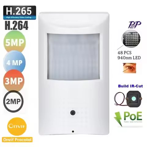 POE Audio 940nm ONVIF IR H.265 5MP IP Camera Mini PIR LED Indoor Security CCTV System Video Surveill
