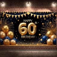 Happy 60th Birthday Party Banner Photography Background Metallic Texture 60th Birthday Backdrop For 