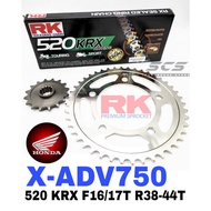 RK Sprocket Set Honda XADV750 520 X-Ring Black Gold Chain Rantai Hitam Emas X-ADV 750 Accessories Mo
