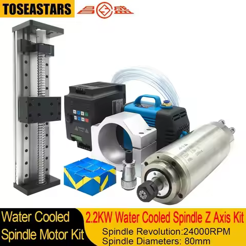 2.2KW Water Cooled Spindle Motor Z Axis Slide Stage Kit CNC Router Spindle Kit 220V 380V 110V For CN